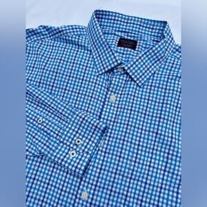 UNTUCKit Men's Size 3XL Lehman 40096 Blue Plaid Long Sleeve Button Up Shirt SH11